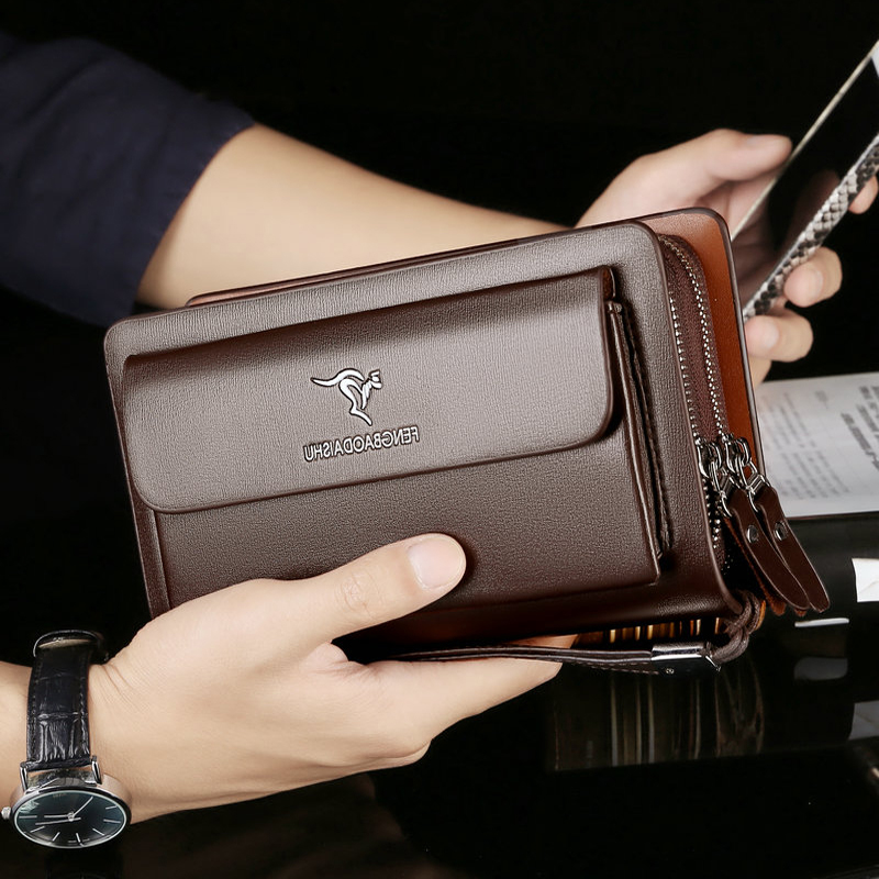 Leather Wallet Men - Fashion Men's Wallets Brand Large Zipper