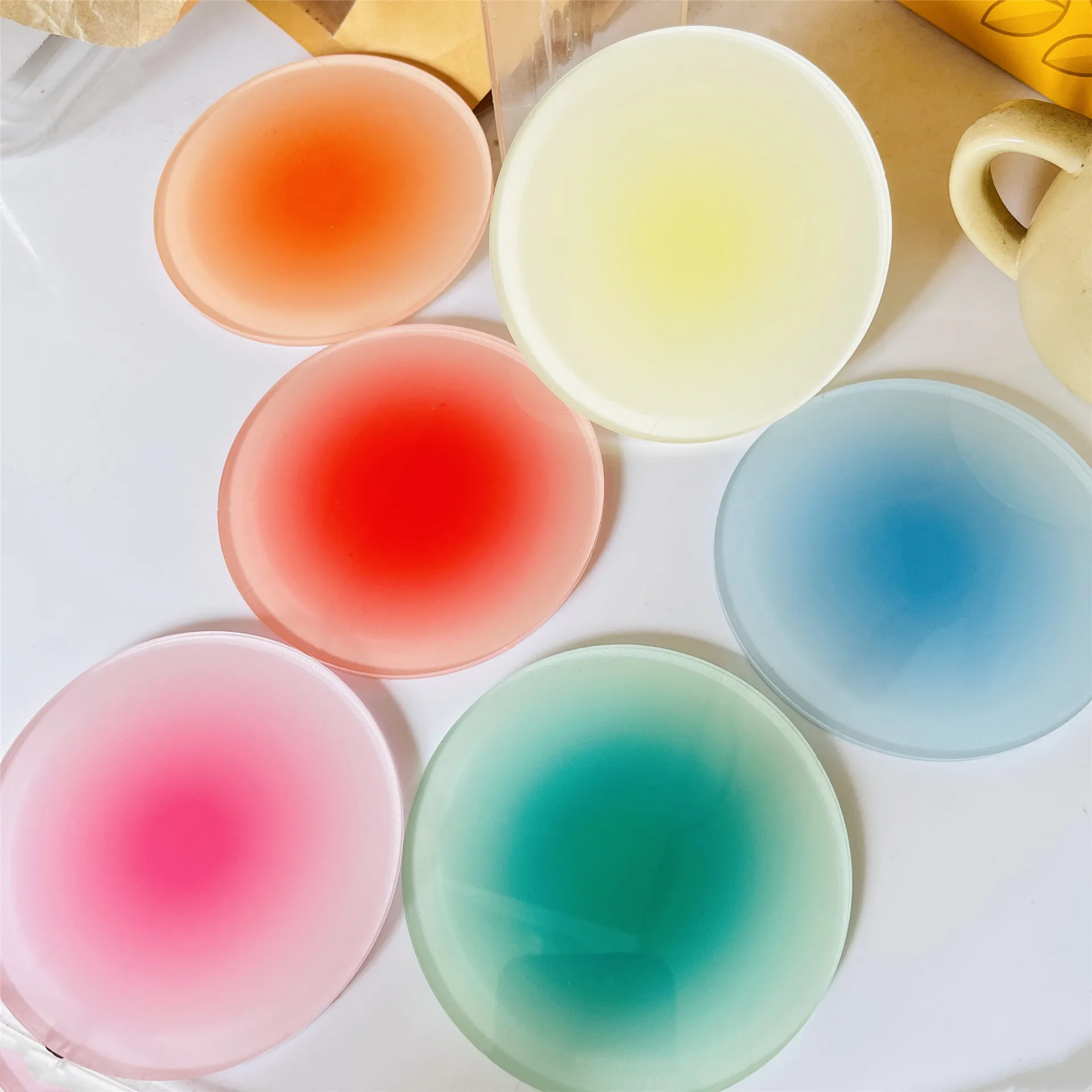3/6pcs Ins Colour Gradient Acr - Marble Coaster Set review and price