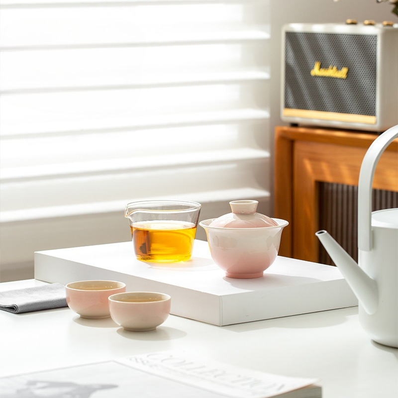 Gradient Ash Glaze Ceramic Tea - Travel Luggage Set review and price