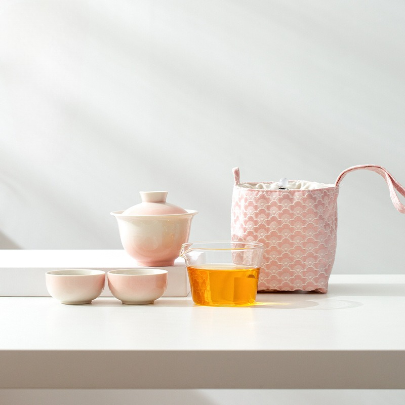 Gradient Ash Glaze Ceramic Tea - Travel Luggage Set review and price