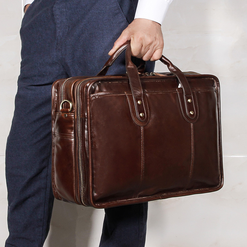Men's Top Grain Cowhide Leathe - Leather Briefcase review and price