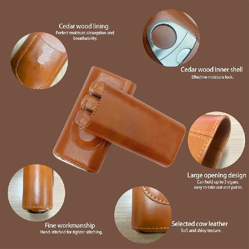 3-Finger Leather Case with Cig - Premium Cigar Case review and price