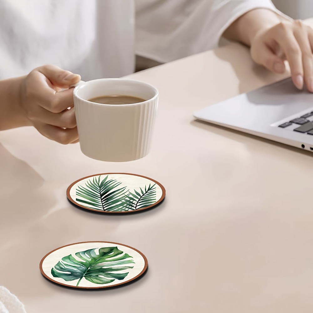 5pcs Tropical Plant Leaf-Patte - Marble Coaster Set review and price