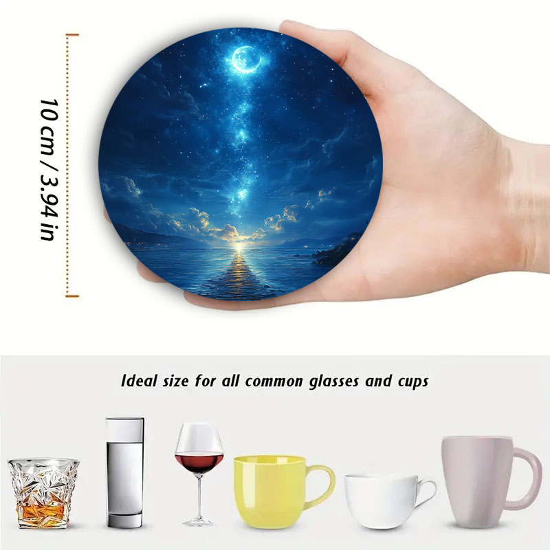 4-Piece Set of Colorful Starry - Marble Coaster Set review and price