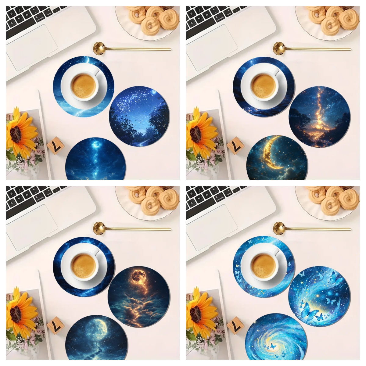 4-Piece Set of Colorful Starry - Marble Coaster Set review and price