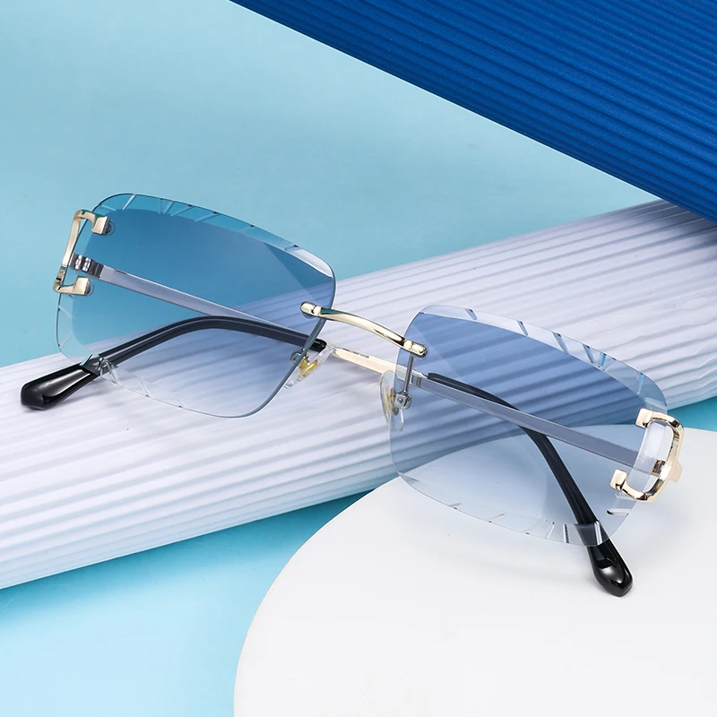 Fashion Square Rimless Glasses - Sunglasses Uv400 review and price