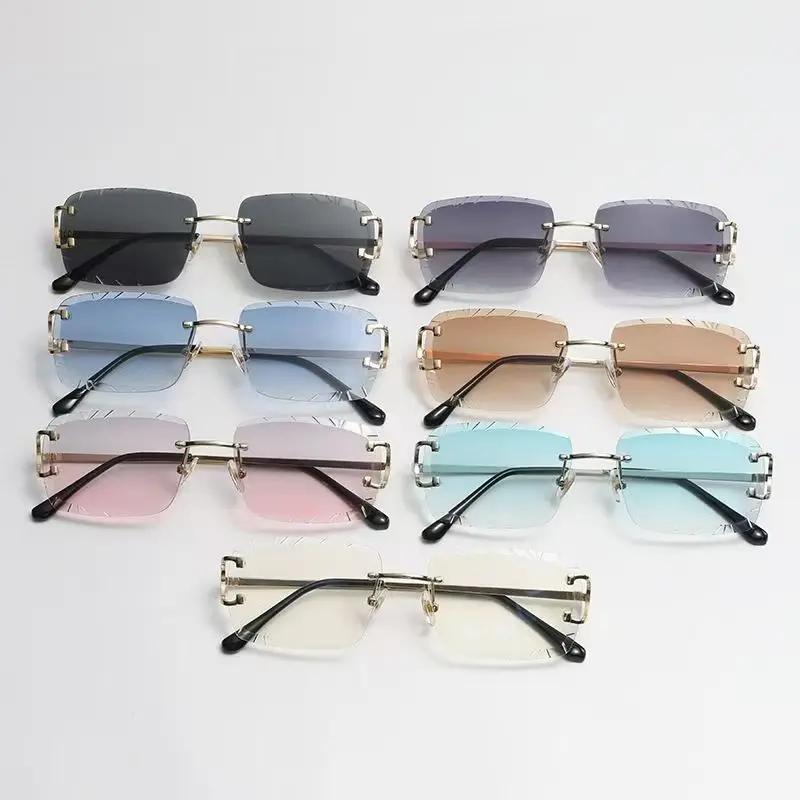 Fashion Square Rimless Glasses - Sunglasses Uv400 review and price